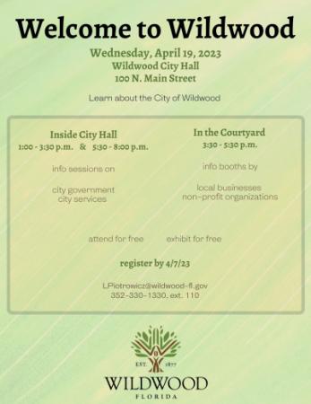 Welcome to Wildwood Event - April 19, 2023 at City Hall